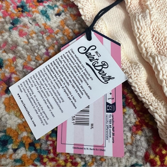 Mc2 Saint Barth NWT Cream Cinched Smocked Bikini‎ Bottoms - Picture 2 of 6